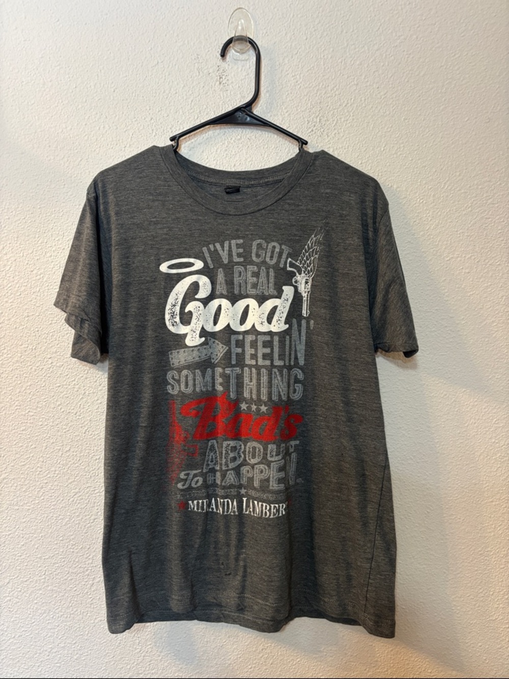 Tultex Charcoal Graphic Tee with Red Accents